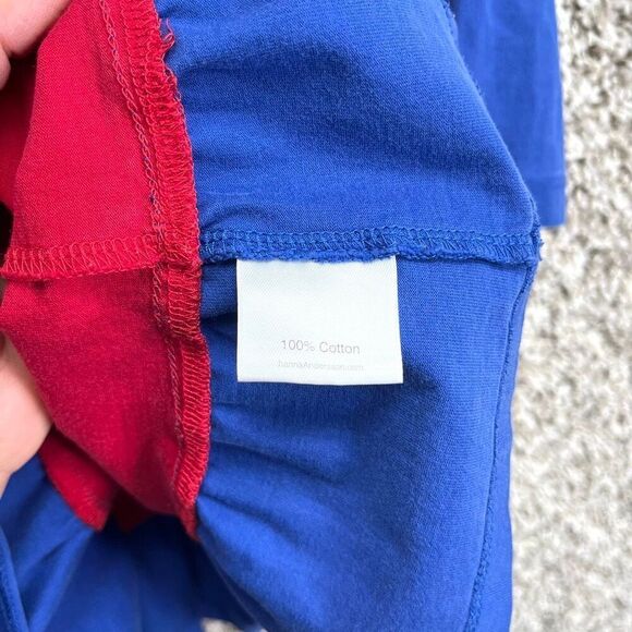 Hanna Andersson Dress Girls 2T Blue/Red/Pink Long Sleeve Tiered A-Line - Picture 4 of 6